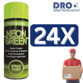 24X - Paint Factory Fluorescent Neon Green Spray Paint 200ml